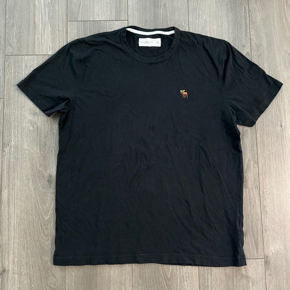 Abercrombie & Fitch Mens XL Soft A&F Tee Black Short Sleeve Moose Logo T-Shirt